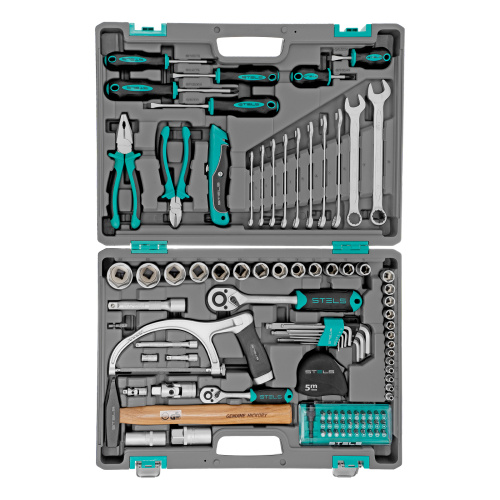 Набор инструментов, 1/2", 1/4", CrV, пластиковый кейс 98 предметов Stels по ценам производителя в Уфе с доставкой по всей России