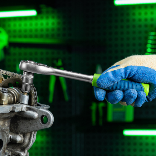 Ключ-трещотка 1/2", 45 зубьев, с быстрым сбросом, матовый хром Сибртех по ценам производителя в Уфе с доставкой по всей России