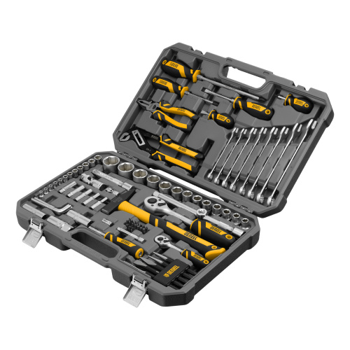 Набор инструментов, 1/2", 1/4", CrV, S2, пластиковый кейс, 84 предмета Denzel по ценам производителя в Уфе с доставкой по всей России