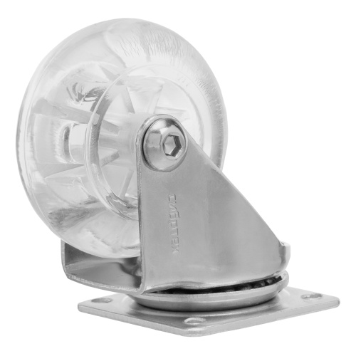 Колесо ПУ прозрачное поворотное d-50 мм, крепление платформенное Сибртех по ценам производителя в Уфе с доставкой по всей России