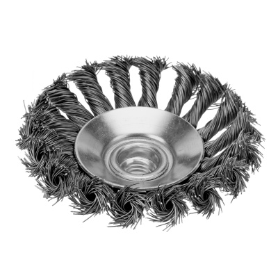 Щетка для УШМ, 100 мм, М14, "тарелка", крученая металлическая проволока Сибртех по ценам производителя в Уфе с доставкой по всей России