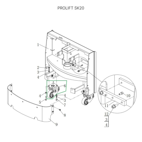 Опорное колесо в сборе с поворотной опорой для тележек SK20 по ценам производителя в Уфе с доставкой по всей России