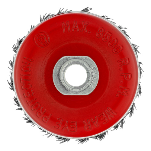Щетка для УШМ Heavy Duty, 80 мм, М14, "чашка", крученая проволока 0.5 мм Matrix по ценам производителя в Уфе с доставкой по всей России