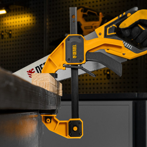 Струбцина F-образная, быстрозажимная, 150 х 80 мм, усиленный нейлоновый корпус Denzel по ценам производителя в Уфе с доставкой по всей России