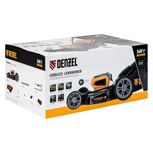 Газонокосилка аккумуляторная бесщеточная RLM450-36, Li-ion, 36 В, 4 Ач, 450 мм, травосборник 40 л Denzel по ценам производителя в Уфе с доставкой по всей России