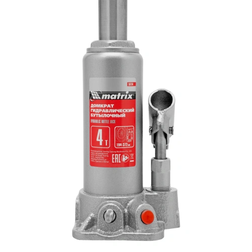 Домкрат гидравлический бутылочный, 4 т, высота подъема 194-372 мм, в пластиковый кейсе Matrix по ценам производителя в Уфе с доставкой по всей России