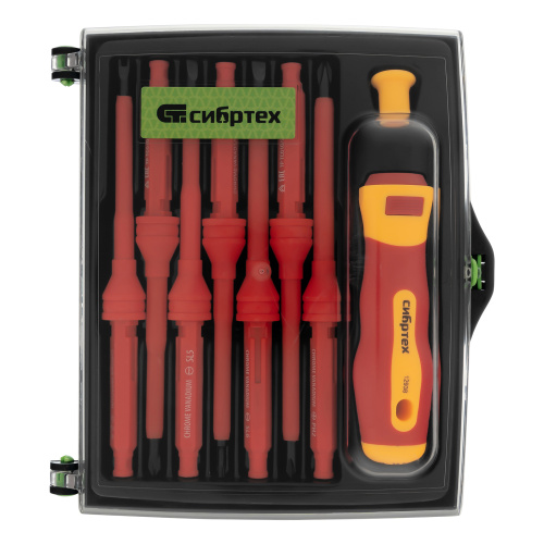 Отвертка со сменными жалами, диэлектрическая до 1000 В, 9 предметов, CrV Сибртех по ценам производителя в Уфе с доставкой по всей России
