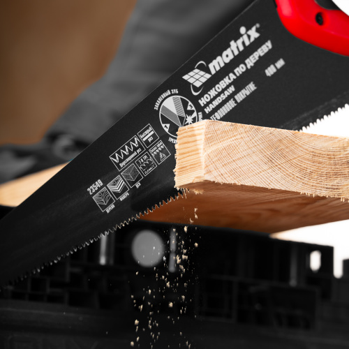 Ножовка по дереву, 400 мм, 7-8 TPI, зуб-3D, каленый зуб, тефлоновое покрытие полотна, двухкомпонентная рукоятка Matrix по ценам производителя в Уфе с доставкой по всей России