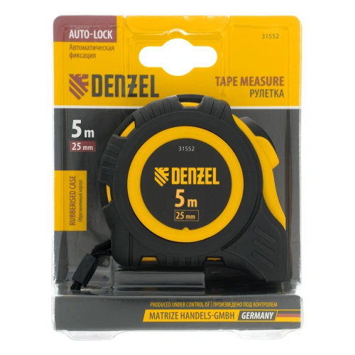 Рулетка 5м х 25мм, обрезиненный корпус, автоматическая фиксация Denzel по ценам производителя в Уфе с доставкой по всей России