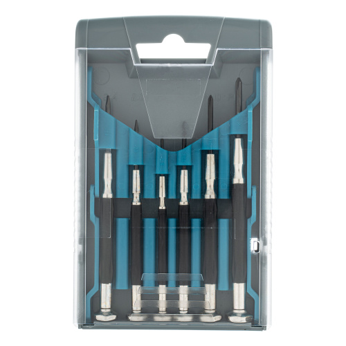 Набор отверток для точной механики, CrMo, металлические обрезиненные рукоятки, 6 шт, бокс трансформер Gross по ценам производителя в Уфе с доставкой по всей России