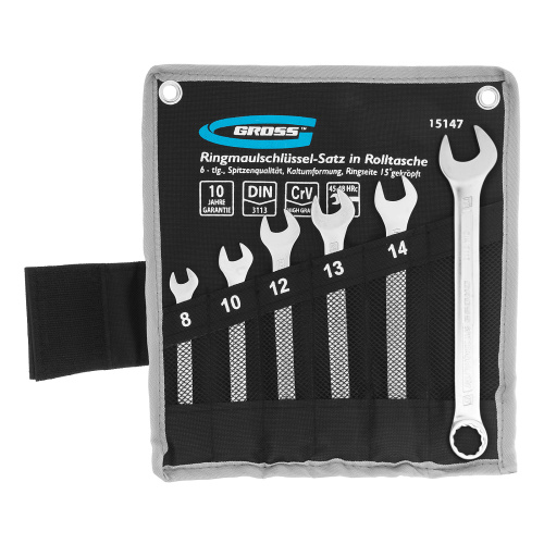 Набор ключей комбинированных 8-17 мм, 6 шт, CrV, холодный штамп Gross по ценам производителя в Уфе с доставкой по всей России