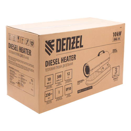Дизельная тепловая пушка DHG-10, 10 кВт, 300 м3/ч, прямой нагрев Denzel по ценам производителя в Уфе с доставкой по всей России