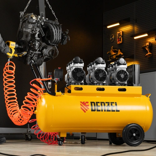 Компрессор безмасляный, малошумный  DLS 2250/100, 2250 Вт, 3x750, 100 л, 410 л/мин блок управления/ Denzel по ценам производителя в Уфе с доставкой по всей России