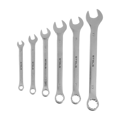 Набор ключей комбинированных 6-17 мм, 6 шт., CrV, матовый хром Stels по ценам производителя в Уфе с доставкой по всей России