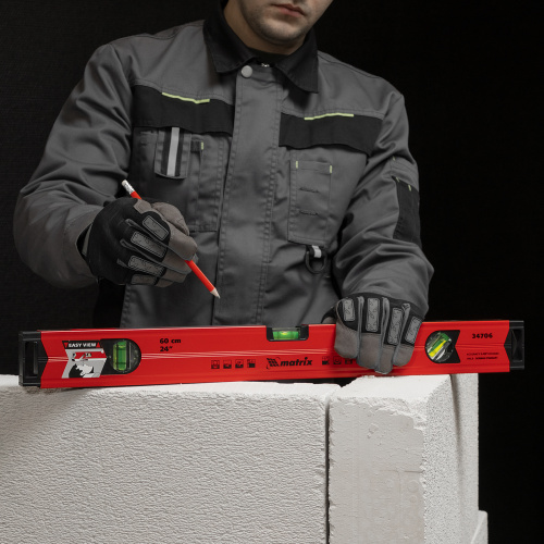 Уровень алюминиевый магнитный, 600 мм, фрезерованный, 3 глазка (1 зеркальный) усиленный Matrix по ценам производителя в Уфе с доставкой по всей России