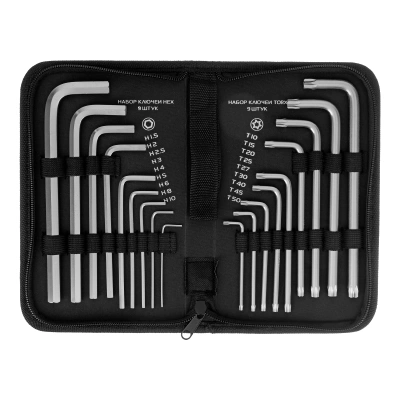 Набор ключей имбусовых HEX-Torx , 18 шт: HEX 1.5-10 мм, T10-T50, CrV, удлиненных, с сатиновым покрытием Matrix по ценам производителя в Уфе с доставкой по всей России