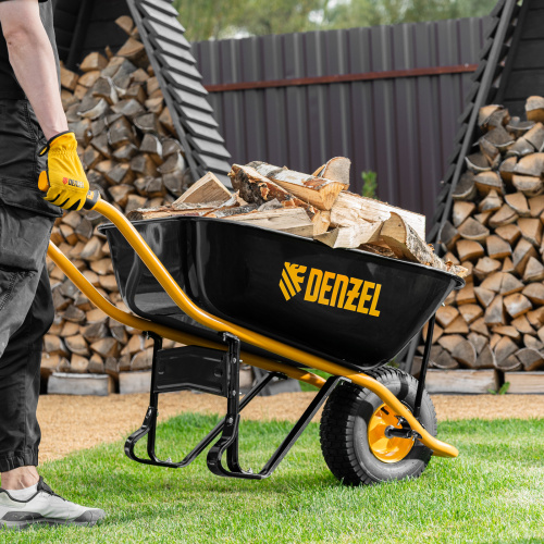 Тачка строительная, усиленная, объем 130 л, 230 кг, колесо 15х6.00-6 Denzel по ценам производителя в Уфе с доставкой по всей России