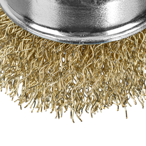 Щетка для дрели, 50 мм, "чашка" со шпилькой, латунированная витая проволока Matrix по ценам производителя в Уфе с доставкой по всей России