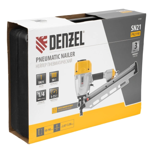 Нейлер пневматический PN2190 для гвоздей SN21 от 50 до 90 мм Denzel по ценам производителя в Уфе с доставкой по всей России