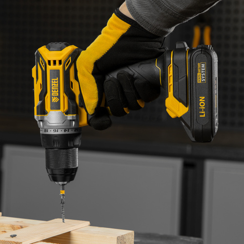 Дрель-шуруповерт аккумуляторная, бесщет. BLDL-18-02 Li-Ion, 18 В Denzel по ценам производителя в Уфе с доставкой по всей России