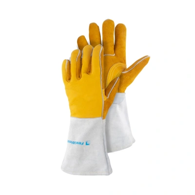 Краги спилковые водоотталкивающие "Защита" (артикул 10-2750L, пр-во FoxWeld/КНР) по ценам производителя в Уфе с доставкой по всей России