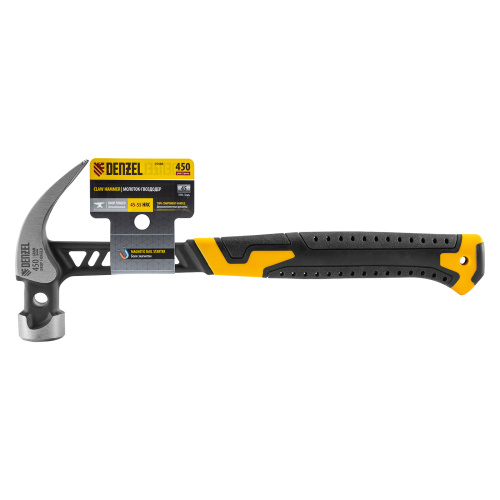 Молоток-гвоздодер 450 г, цельнокованый,боек с магнитом, двухкомп. обрезин. рук-ка Denzel по ценам производителя в Уфе с доставкой по всей России