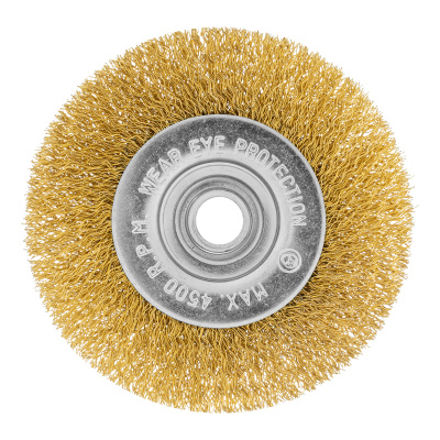 Щетка для УШМ, 100 мм, М14, плоская, латунированная витая проволока Matrix по ценам производителя в Уфе с доставкой по всей России