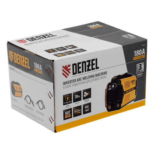 Аппарат инверторный дуговой сварки DS-180 Compact, 180 А, ПВ 70%, диаметр электрода 1.6-4 мм Denzel по ценам производителя в Уфе с доставкой по всей России