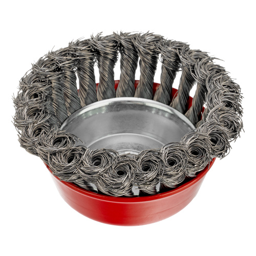 Щетка для УШМ, 100 мм, М14, "чашка", крученая проволока 0.35 мм Matrix по ценам производителя в Уфе с доставкой по всей России