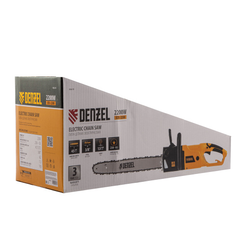 Пила цепная электрическая EDS-2200, 2.2 кВт,продольная, шина 45 см, шаг 3/8, паз 1.3 мм, 62 звена Denzel по ценам производителя в Уфе с доставкой по всей России