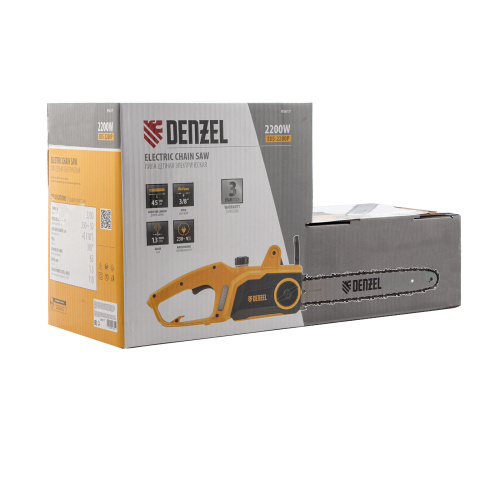 Пила цепная электрическая EDS-2200P, 2.2 кВт,поперечная, шина 45 см, шаг 3/8, паз 1.3 мм, 63 звена Denzel по ценам производителя в Уфе с доставкой по всей России