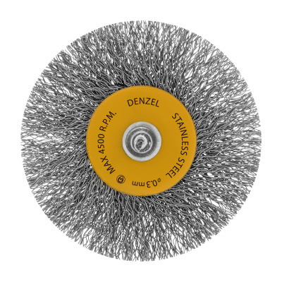 Набор щеток для дрели, 5 Плоских 25-38-50-63-75 мм, шпилька, нерж. вит. проволока Denzel по ценам производителя в Уфе с доставкой по всей России