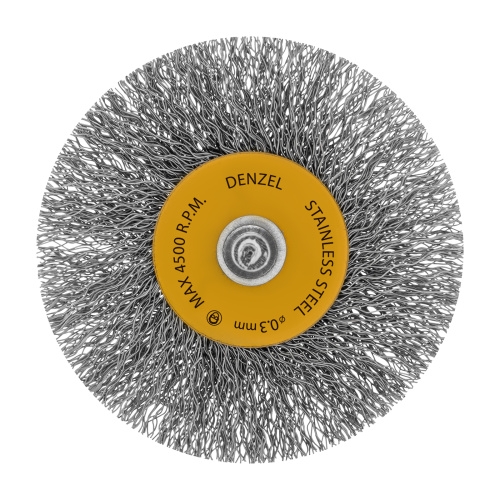 Набор щеток для дрели, 5 Плоских 25-38-50-63-75 мм, шпилька, нерж. вит. проволока Denzel по ценам производителя в Уфе с доставкой по всей России