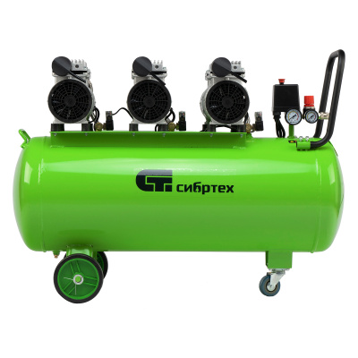 Компрессор безмаслянный малошумный МБ 2250/100, 2250 Вт, 100л, 400 л/мин Сибртех по ценам производителя в Уфе с доставкой по всей России