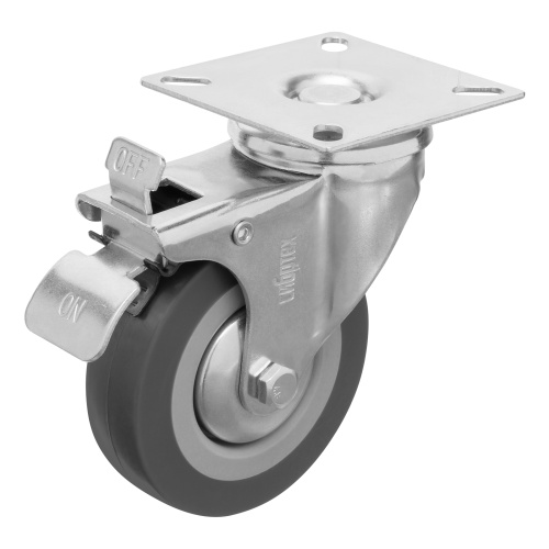 Колесо поворотное с тормозом D 75 мм, крепление  платформенное Сибртех по ценам производителя в Уфе с доставкой по всей России