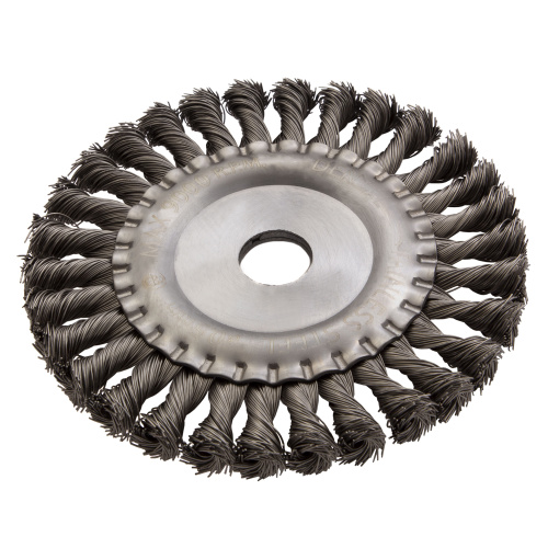 Щетка для УШМ, 150 мм, "Плоская", крученая нержавеющая проволока 0.5мм, посадка 22.2 мм Denzel по ценам производителя в Уфе с доставкой по всей России