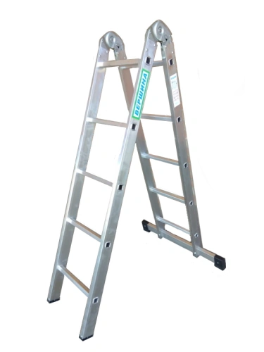 Лестница 2-х секционная алюминиевая шарнирная 2*5 по ценам производителя в Уфе с доставкой по всей России