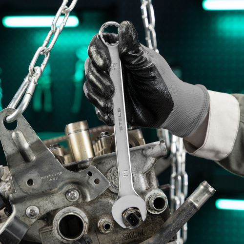 Набор ключей комбинированных, 8-19 мм, 8 шт, CrV, матовый хром Stels по ценам производителя в Уфе с доставкой по всей России