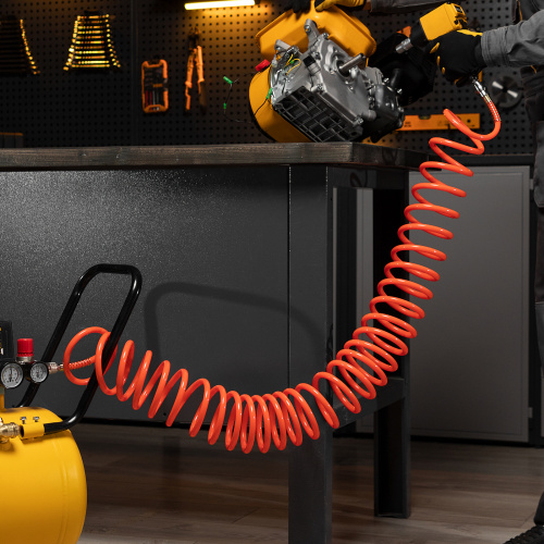 Шланг спиральный воздушный 8 х 12 мм, 18 бар, с быстросъемными соединениями, 15 м Stels по ценам производителя в Уфе с доставкой по всей России