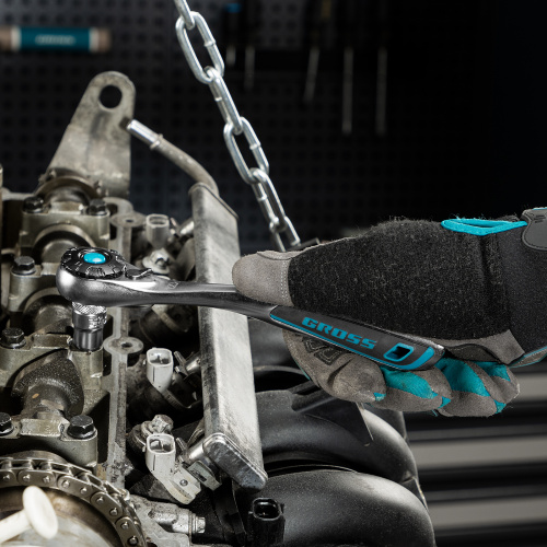 Набор торцевых головок, трещотка 120 зубьев, 3/8", CrV, 12 предметов Gross по ценам производителя в Уфе с доставкой по всей России