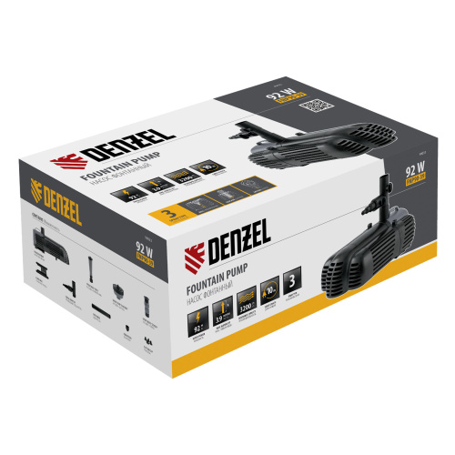 Насос фонтанный FNP90-39, 92 Вт, подъем 3,9 м, 3200 л/ч, колокольчик/каскад/гейзер Denzel по ценам производителя в Уфе с доставкой по всей России