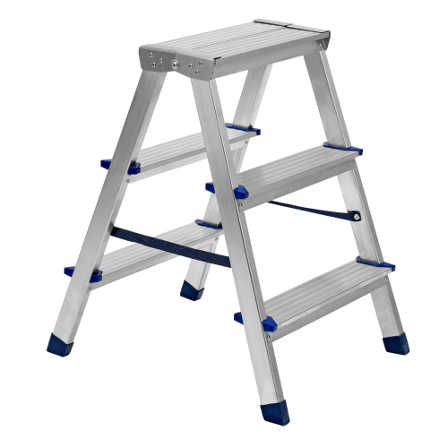Стремянка двусторонняя 3 ступени, алюминиевая, Сибртех по ценам производителя в Уфе с доставкой по всей России