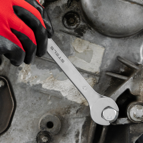 Ключ комбинированный, 17 мм, CrV, матовый хром Stels по ценам производителя в Уфе с доставкой по всей России