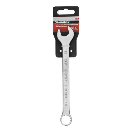 Ключ комбинированный, 15 мм, CrV, матовый хром Matrix по ценам производителя в Уфе с доставкой по всей России