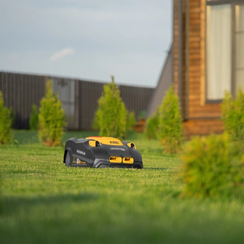 Робот-газонокосилка Grass Master 1000  1000м², 3Ач, 28V, LCD дисплей, Wi-Fi Denzel по ценам производителя в Уфе с доставкой по всей России