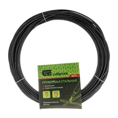 Проволока стальная 15 м, вязальная, термообработанная 1.8 мм Сибртех по ценам производителя в Уфе с доставкой по всей России