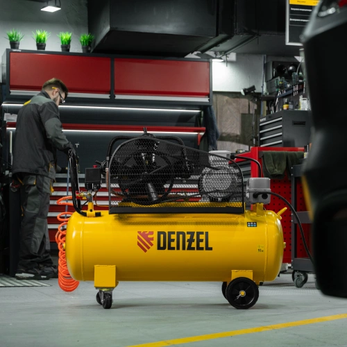 Компрессор воздушный BCW3000-T/100, ременный привод, 3.0 кВт, 100 литров, 520 л/мин Denzel по ценам производителя в Уфе с доставкой по всей России