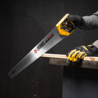 Ножовка по дереву, 500 мм, 9 TPI, зуб 3D, двухкомпонентная рукоятка Denzel по ценам производителя в Уфе с доставкой по всей России