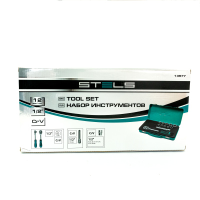 Набор торцевых головок, 1/2, головки 10 - 24 мм, с трещоточным ключом, 12 предметов Stels по ценам производителя в Уфе с доставкой по всей России