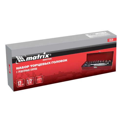 Набор торцевых головок, 1/2", головки 10 - 24 мм, с трещот. ключом, 12 предметов Matrix по ценам производителя в Уфе с доставкой по всей России